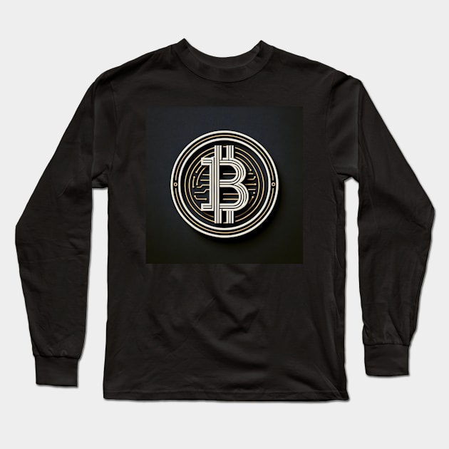 Golden Circuitry: Bitcoin's Digital Imprint Long Sleeve T-Shirt by heartyARTworks